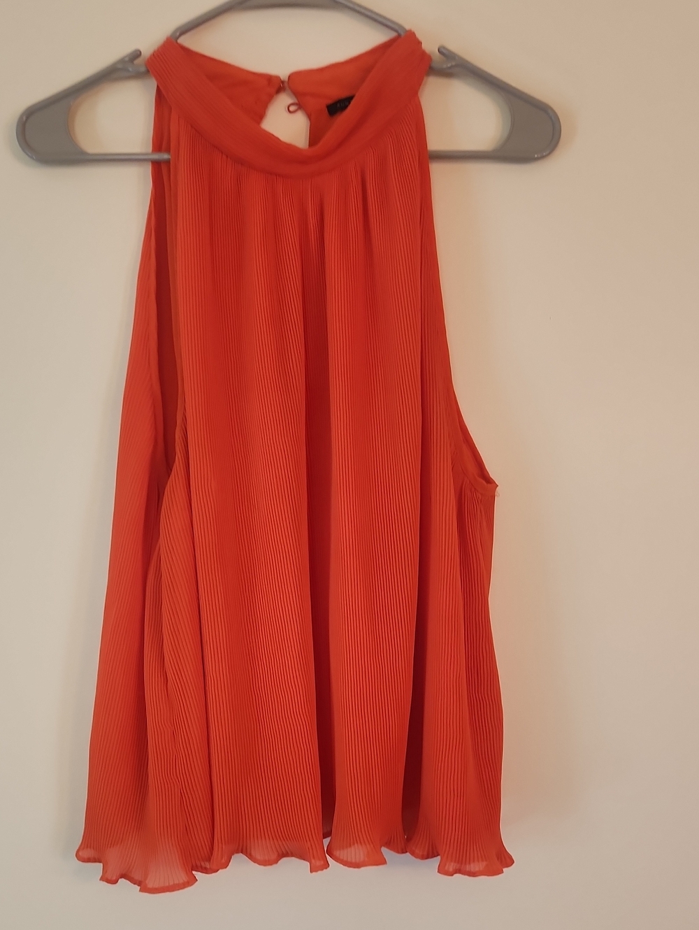 Ann Taylor Pleated Halter Top in Bright Orange-Red